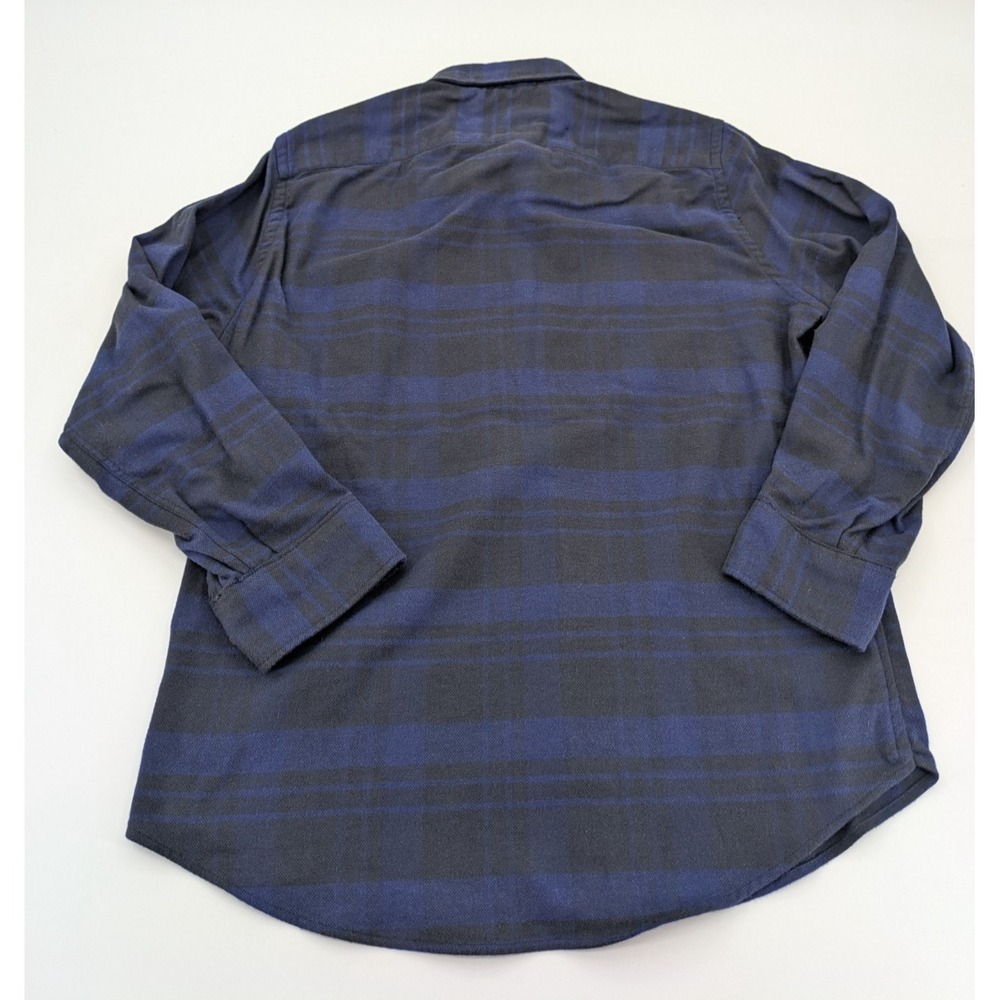 Mugsy Men's Medium Performance Flannel Shirt Blue Black Plaid Stretch Soft M - Picture 2 of 7